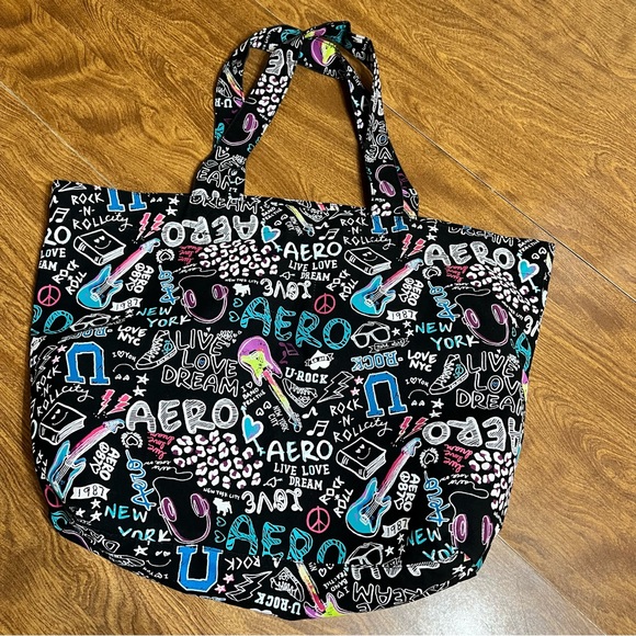 Aeropostale Multicolor Graphics Print Canvas Fabric large Tote Bag - Picture 8 of 8